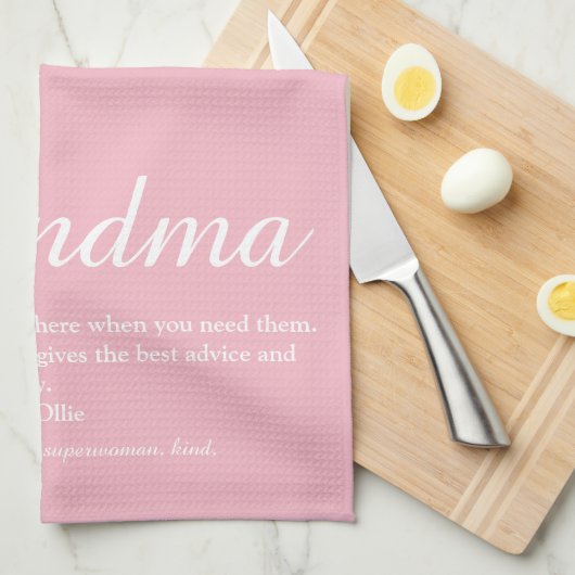 Linge De Cuisine Grand-mère Définition Script Rose (Quart Plié)
