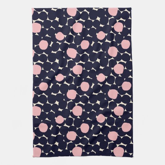 Linge De Cuisine Grand motif de point bleu et rose (Vertical)