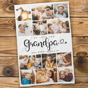 Linge De Cuisine Grand-père We Love you Hearts Modern Photo Collage
