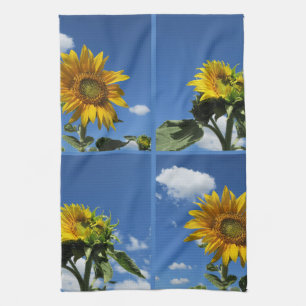 Linge De Cuisine grand tournesol brille jaune ciel bleu blanc petit