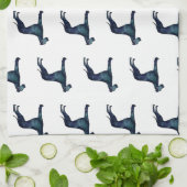 Linge De Cuisine Grande Danse Chien noir Aquarelle Silhouette (Plié)