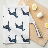 Linge De Cuisine Grande Danse Chien noir Aquarelle Silhouette (Quart Plié)