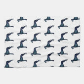 Linge De Cuisine Grande Danse Chien noir Aquarelle Silhouette (Horizontal)