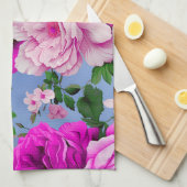 Linge De Cuisine Grande Fleur Rose rétro violet (Quart Plié)