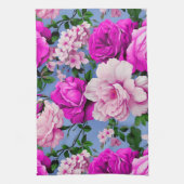 Linge De Cuisine Grande Fleur Rose rétro violet (Vertical)