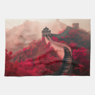 Linge De Cuisine Grande Muraille de Chine Rouge Automne Pittoresque