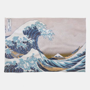 Linge De Cuisine Grande vague du tsunami Kanagawa Japon par Hokusai