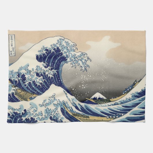Linge De Cuisine Grande vague Kanagawa peinture japonaise (Horizontal)
