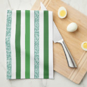 Linge De Cuisine Grandes Parties scintillant vertes et argentées (Quart Plié)