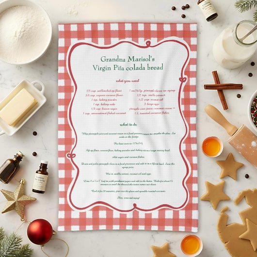 Linge De Cuisine Grandmas Recipe Red Gingham Family Keepsake