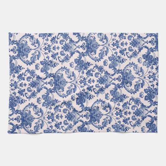 Linge De Cuisine Grandmillennial Rose & Blue Damas (Horizontal)