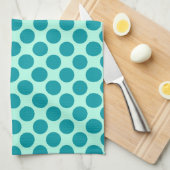Linge De Cuisine Grands points rétro - aqua et turquoise (Quart Plié)
