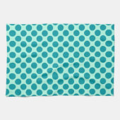Linge De Cuisine Grands points rétro - aqua et turquoise (Horizontal)