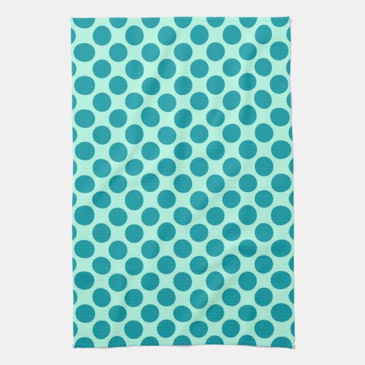 Linge De Cuisine Grands points rétro - aqua et turquoise (Vertical)