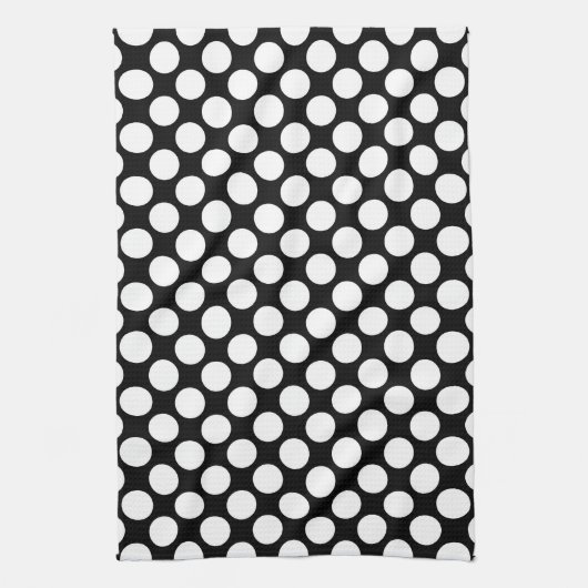 Linge De Cuisine Grands points rétro - blanc et noir (Vertical)