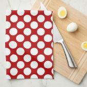 Linge De Cuisine Grands points rétro - blanc et rouge (Quart Plié)