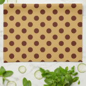 Linge De Cuisine Grands points rétro - chocolat sur caramel (Plié)