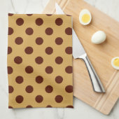 Linge De Cuisine Grands points rétro - chocolat sur caramel (Quart Plié)