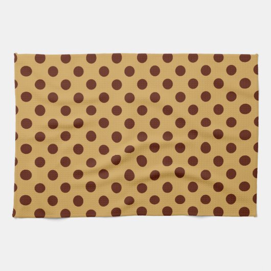 Linge De Cuisine Grands points rétro - chocolat sur caramel (Horizontal)