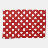 Linge De Cuisine Grands points rétro - rouge et blanc (Horizontal)