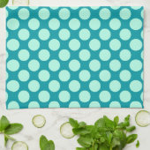Linge De Cuisine Grands points rétro - turquoise et aqua (Plié)