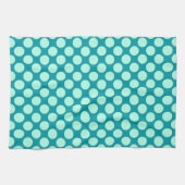 Linge De Cuisine Grands points rétro - turquoise et aqua (Horizontal)