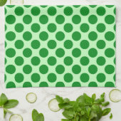 Linge De Cuisine Grands points rétro - vert émeraude et menthe (Plié)