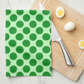 Linge De Cuisine Grands points rétro - vert émeraude et menthe (Quart Plié)