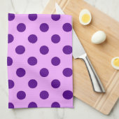 Linge De Cuisine Grands points rétro - violet et orchidée (Quart Plié)