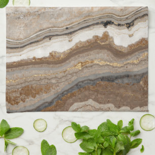 Linge De Cuisine granite scandinave marron gris beige marbre
