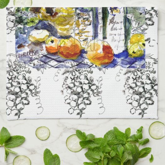 Linge De Cuisine Grapes&bottles (Plié)