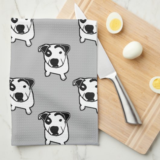 Linge De Cuisine Graphique d'à l'os de pitbull (Quart Plié)