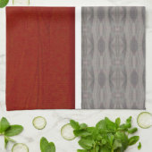Linge De Cuisine Graphique rouge et gris (Plié)