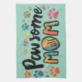 Linge De Cuisine Graphique Whimsical "Pawsome MOM" avec pattes colo (Vertical)