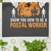 Linge De Cuisine Graphisme de chat sorcière employé postal Hallowee (Plié)