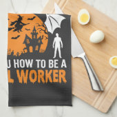 Linge De Cuisine Graphisme de chat sorcière employé postal Hallowee (Quart Plié)