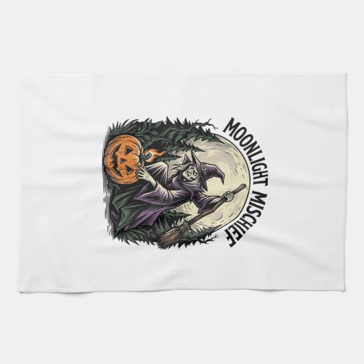 Linge De Cuisine Graphisme de malice au clair de lune de sorcière d (Horizontal)
