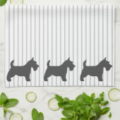 Linge De Cuisine Graphite Terrier sur les rayures grises (Plié)