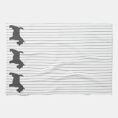 Linge De Cuisine Graphite Terrier sur les rayures grises (Horizontal)