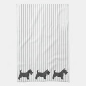 Linge De Cuisine Graphite Terrier sur les rayures grises (Vertical)