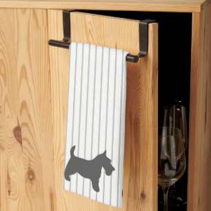 Linge De Cuisine Graphite Terrier sur les rayures grises