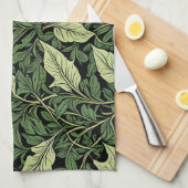Linge De Cuisine Grappe de vignes dans les nuances de vert (Quart Plié)