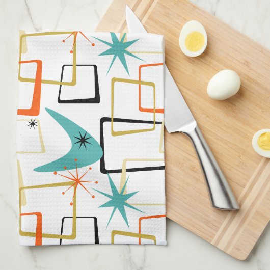 Linge De Cuisine Gras étoiles atomiques Boomerang Carrés milieu du  (Quart Plié)