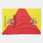 Linge De Cuisine Gras Sicile Sicilienne Drapeau rouge et jaune (Horizontal)