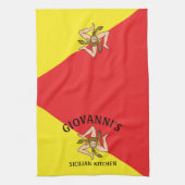 Linge De Cuisine Gras Sicile Sicilienne Drapeau rouge et jaune (Vertical)