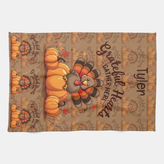 Linge De Cuisine Grateful Hearts Thanksgiving Turkey (Horizontal)