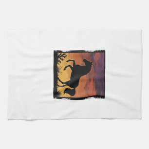 Linge De Cuisine Gravure occidentale silhouette de cheval au couche