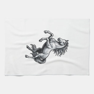 Linge De Cuisine Gravure Vintage Cheval Cabré Design Vectoriel_1