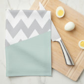 Linge De Cuisine Gray Chevron - Mint et Corail (Quart Plié)