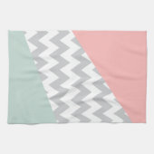 Linge De Cuisine Gray Chevron - Mint et Corail (Horizontal)